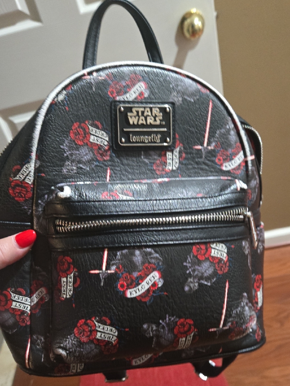 Loungefly Black Star Wars Mini Backpack with Red Accents